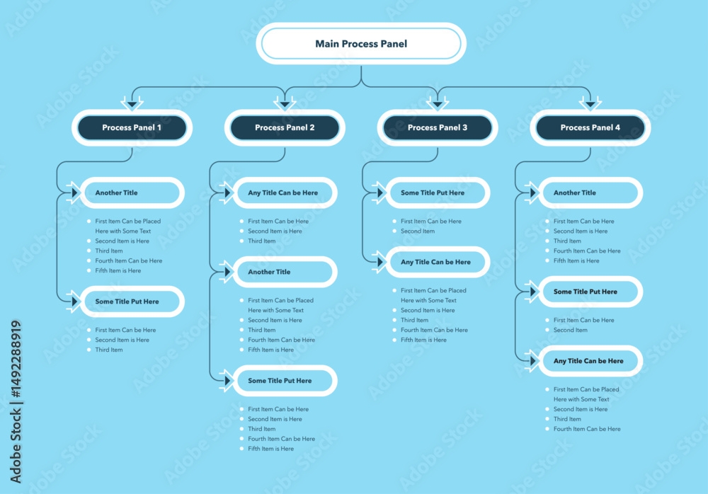 Simple Organisation Web Layout Modern infographic for project or organization structure - blue version ...