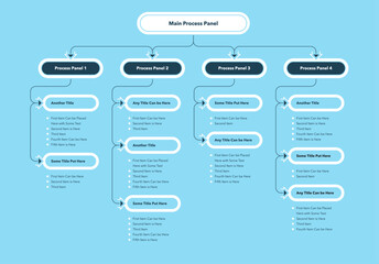 Poster - Modern infographic for project or organization structure - blue version. Simple flat template with four colourful options for website or data presentation.