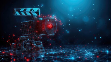 Wall Mural - Digital Film Camera, Network, Studio, Lights, Production, Abstract, Technology,  Cyberpunk,  Background