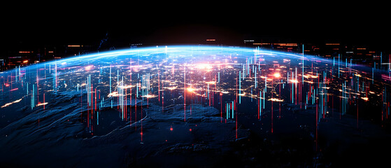 Poster - Global City Lights Network Earth View
