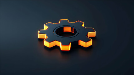 Poster - Glowing Black Gear Icon On Dark Background