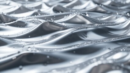 Wall Mural - abstract close-up of shiny water waves with beads of water creating a textured surface