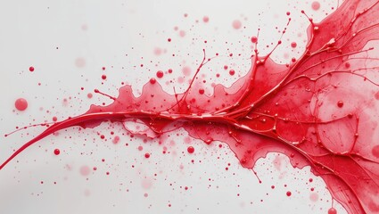 Wall Mural - Abstract Red Ink Splatter with Textured Patterns and Creative Fluid Design on a White Background