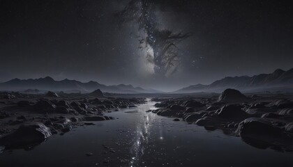 Wall Mural - velvet black sky, countless twinkling stars forming a cosmic river , stardust, cosmic rays, astronom