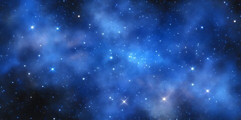 Wall Mural - Blue nebula and stars in space.