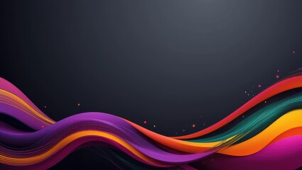 Wall Mural - colorful abstract waves flowing across a dark background evoking energy and creativity