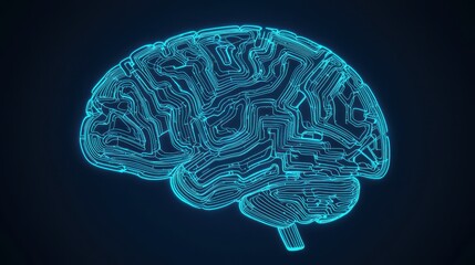 Poster - Neon Brain Circuitry on Dark Background Representing Technology and Innovation in Neuroscience Concepts