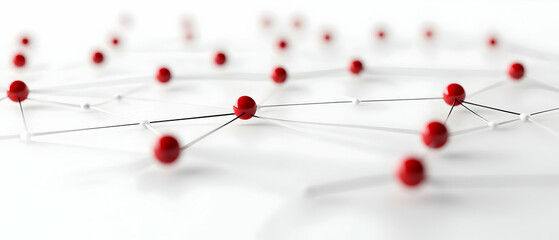 Poster - Abstract Network Design With Red Spheres And White Lines