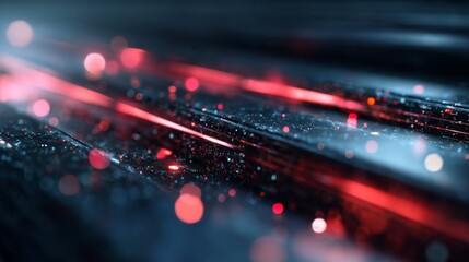 Poster - A vibrant, abstract background, characterized by motion blur and a blend of pink, orange, and blue colors, is featured in a broadcasting studio setting with a gradient light and a gentle, glowing