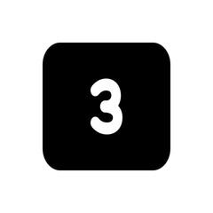Poster - A black rounded rectangle containing a white number three centered within the shape in a simple design
