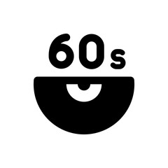 Poster - Illustration of the text sixties above a semicircular shape with a crescent cutout in black and white
