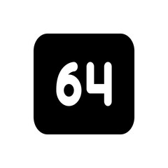 Poster - White number sixty four on a black rounded rectangle background in a simple and clear design style