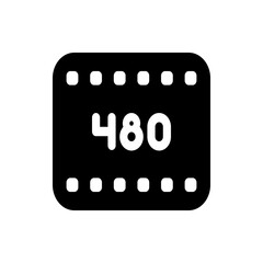 Poster - Illustration of a black film strip with rounded corners and the number four hundred eighty in the center