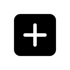 Poster - Black rounded square containing a white plus sign centered within it representing addition symbol icon
