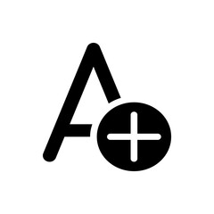 Poster - Black and white illustration of a large letter a with a plus sign inside a circle adjacent to it next to the letter