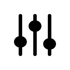 Poster - Illustration of three vertical black sliders with circular handles for audio or visual adjustments shown