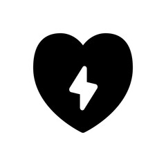 Poster - Black heart shape with a white lightning bolt symbol placed in the center of the heart shape design illustration