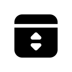 Poster - Black rounded square with a horizontal line and up and down arrows inside representing scrolling option