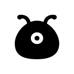 Poster - Illustration of a black cartoon bug with round body, two antennae and a white circle on its body