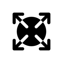 Poster - Black circle with four arrows pointing outwards from the center in a symmetrical and balanced arrangement