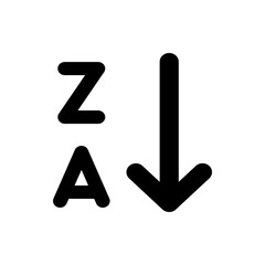 Poster - Black descending arrow icon with z and a letters indicating sorting from z to a on a white background
