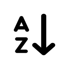 Aufkleber - Black az descending icon indicating sorting from z to a with a downward arrow on a white background