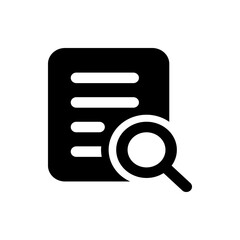 Poster - Document with lines being searched by a magnifying glass in black and white simple vector illustration