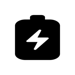 Poster - Illustration of a black battery with a white lightning bolt indicating power charging on a white background