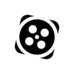 Poster - Black and white abstract design featuring a circular shape with smaller circles inside and curved accents around it