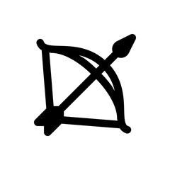 Poster - Illustration of a simple black bow and arrow design with a curved bow and a single arrow ready to be shot