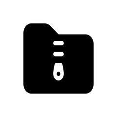 Fototapete - Illustration of a black outline folder icon containing a zipper symbol in the center on a white background