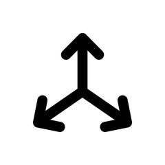 Poster - Illustration of a black arrow splitting into three directions one pointing up and two pointing diagonally down