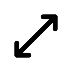 Poster - Black diagonal arrow pointing northeast and southwest indicating direction and movement on white background