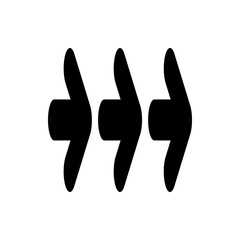 Poster - Three black right pointing arrows arranged horizontally in a row indicating direction and progression forward