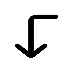 Poster - Black arrow pointing down with a right angle turn indicating direction on a white background design element