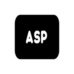 Poster - A black rounded rectangle containing the white letters asp in a clear and simple sans serif typeface style