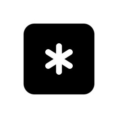 Poster - Illustration of a white asterisk centered on a black rounded square providing a simple graphic design element