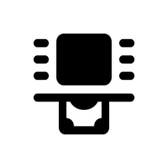 Poster - A simple black and white icon representing a television set with rounded edges and a stand below it with details