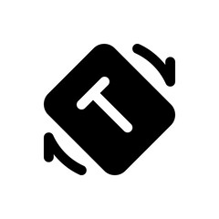 Aufkleber - Black square rotated with white letter t inside and arrows indicating rotation on both sides of the square