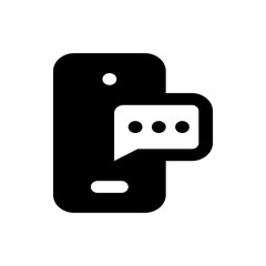 Poster - Black and white icon depicting a smartphone with a speech bubble containing three dots indicating typing