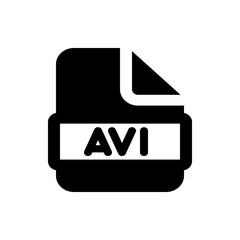 Poster - Illustration of a black avi file icon with a folded corner and white text on a rectangular banner area