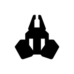 Poster - Illustration of a black abstract shape with a triangular cutout and two prongs extending upward