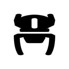 Poster - Illustration of a stylized black deep sea diving helmet with a rectangular opening and thick neck brace design