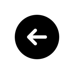 Aufkleber - White left arrow icon inside a black circle pointing to the left direction indicating navigation back button