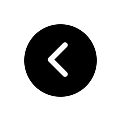 Aufkleber - illustration of a black circle containing a white left arrow pointing towards the left direction ico