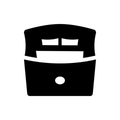 Poster - Illustration of a stylized black chest with a white circle and white rectangles on a white background