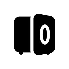 Poster - Black and white illustration of a split rounded rectangle with a white zero inside the right shape