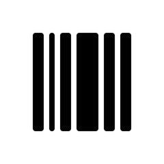 Poster - Black vertical bars of varying widths with rounded edges against a white background in a simple design