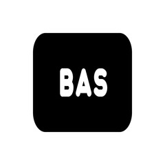 Poster - Illustration of a black rounded rectangle containing the white text bas in a simple and bold typeface design