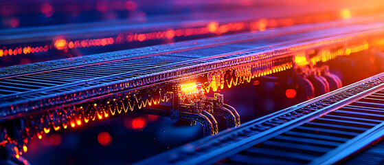 Poster - Abstract Railroad Tracks At Night